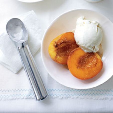 Caramelized Peaches with Ice Cream