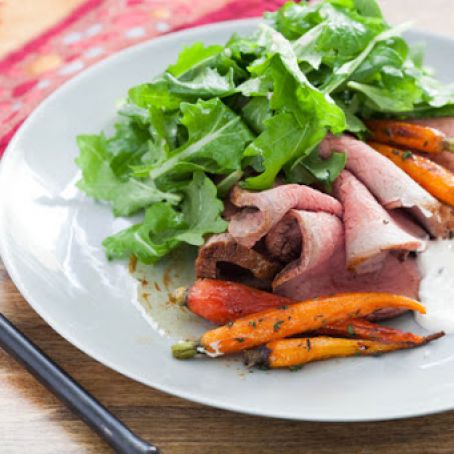 Roast Beef with Horseradish Sour Cream & Heirloom Carrots