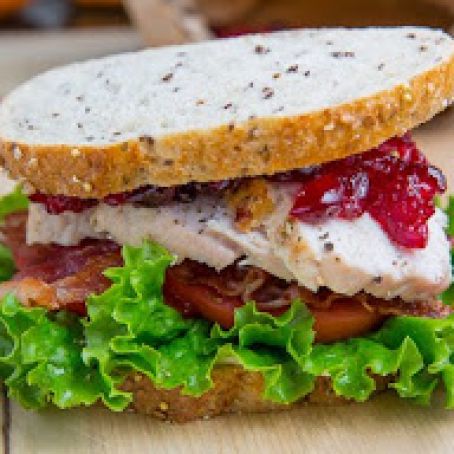 Roast Turkey Club Sandwich with Cranberry Sauce