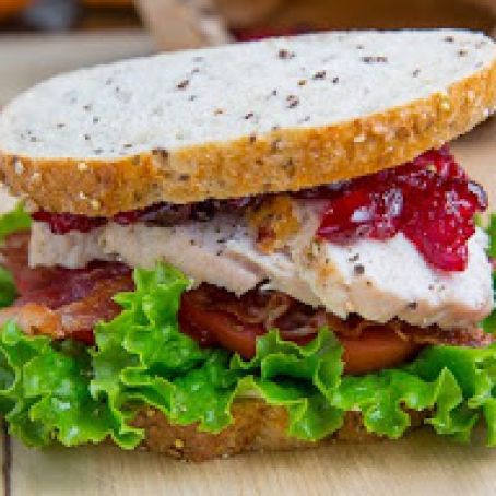 Roast Turkey Club Sandwich with Cranberry Sauce