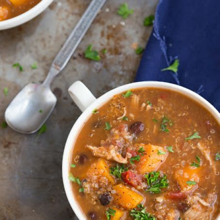 Slow Cooker Sweet Potato Chicken and Quinoa Soup