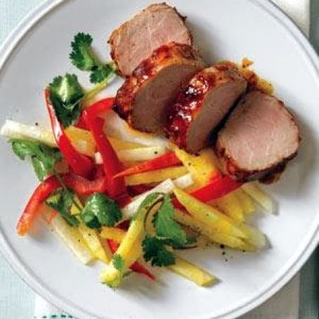 Glazed Pork Tenderloin With Pineapple Slaw | Real Simple Recipes