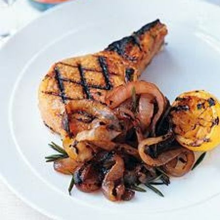 Grilled Pork Chops and Onions