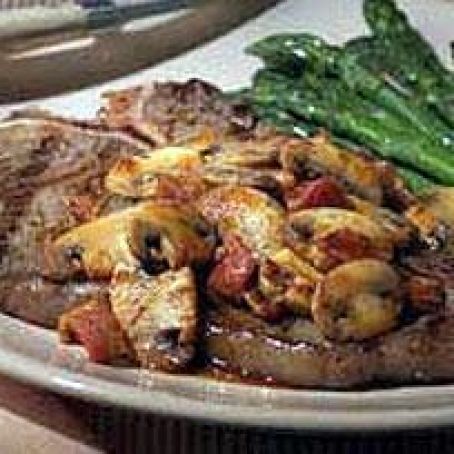 T-Bone Steak with Bacon-Mushroom Sauce