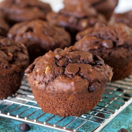 Gluten Free Double Chocolate Peanut Butter Banana Muffins (or Loaf)