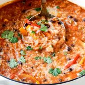 One Pot Chicken and Rice Fajita Soup