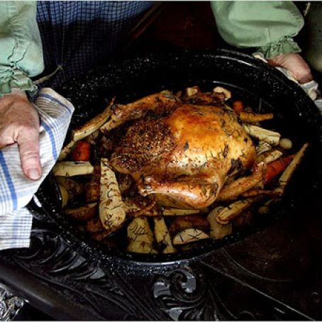 KASHA STUFFED ROAST CHICKEN