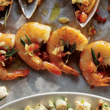 SHRIMP WITH PANCETTA AND ROSEMARY