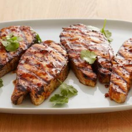 Grilled Salmon Steak with Hoisin BBQ Sauce