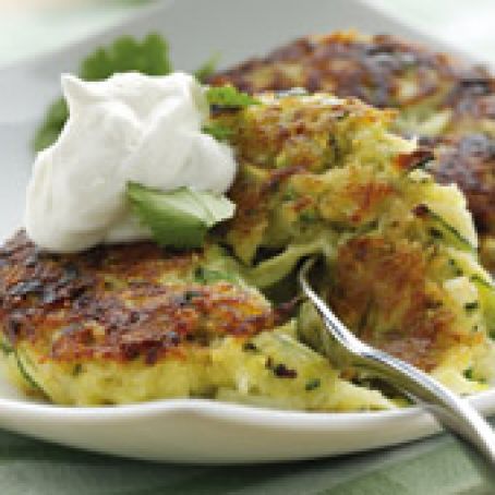 Zucchini Fritters w/ Yogurt Sauce