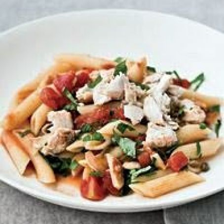 Penne Rigate with Spicy Braised Swordfish
