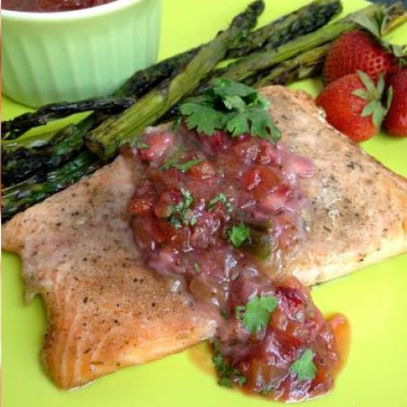 Grilled Salmon with Strawberry Rhubarb Salsa