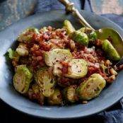 Roasted Brussels Sprouts with a Bacon, Mustard and Walnut Vinaigrette