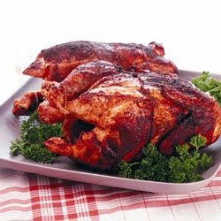 Barbecued whole chicken