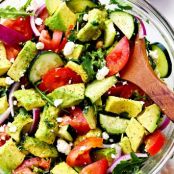 AVOCADO, TOMATO AND CUCUMBER ARUGULA SALAD