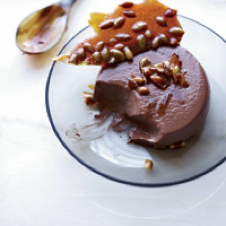 Chocolate Panna Cotta with Spiced Pepita Brittle