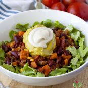 Sweet Potato Chili with Guacamole and Vegan Sour Cream
