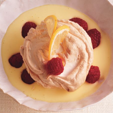 Floating Islands with Lemon-Scented Custard Sauce and Raspberries