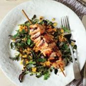 Gingered Salmon with Grilled Corn and Watercress Salad