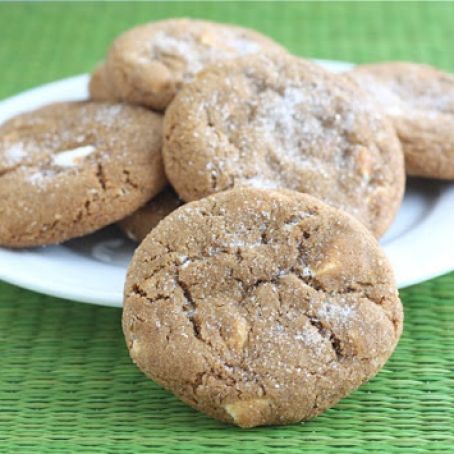 Soft Gingersnap Cookies with White Chocolate Chunks-