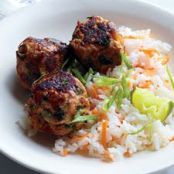 Asian Turkey Meatballs with Carrot Rice