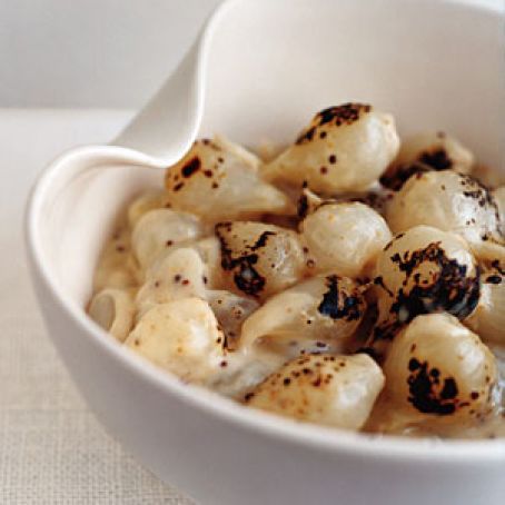 Gratineed Mustard Creamed Onions