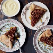 Walnut Galette with Bourbon-Vanilla Custard Sauce