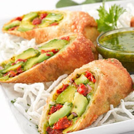 Chsecake Fact. Avocado Egg Rolls with Cilantro