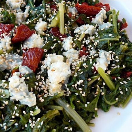 SWISS CHARD WITH SUN DRIED TOMATOES AND GORGONZOLA