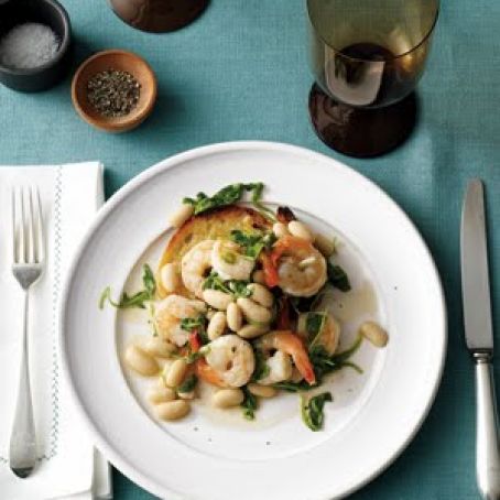 Shrimp With White Beans and Toast