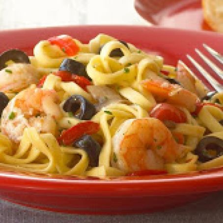 Pepper Olive Shrimp Linguine