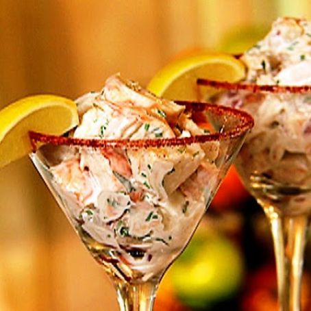 MARTINI DE CAMARONES CON VINAGRETA DE AJONJOLI