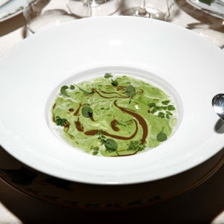 David Bouley's Almond Soup With Glazed Scallions