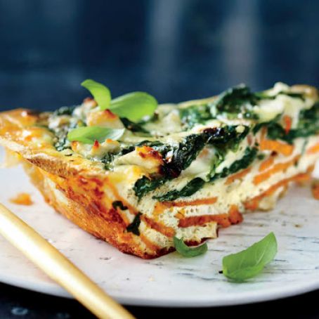 Spinach & Feta Quiche with Sweet Potato Crust
