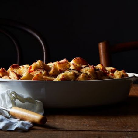 Ciabatta Stuffing with Chorizo Sweet Potato and Mushrooms