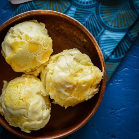 Coconut Ice Cream with Pineapple Curd Swirl