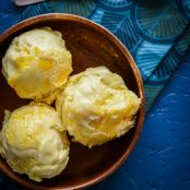 Coconut Ice Cream with Pineapple Curd Swirl