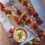 Tex-Mex Pork Kabobs with Chili Sour Cream Sauce