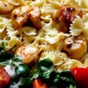 Scallops Basil Seared over Pasta