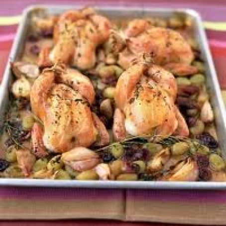 Roast Chicken with Mustard and Grapes