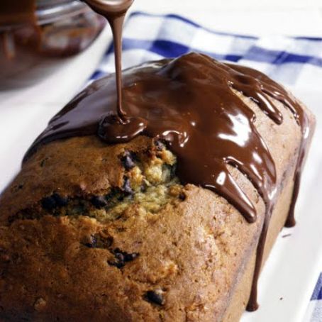 Banana Chocolate Chip Bread with Chocolate Icing