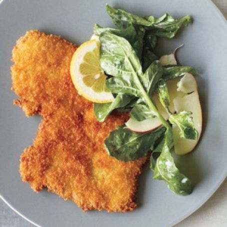 Pork Cutlets With Arugula and Apple Salad