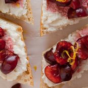 Sweet Cherry, Lemon and Ricotta Crostinis