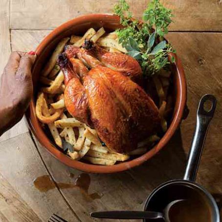 Christian Delouvrier's Roast Chicken with Herbed French Fries
