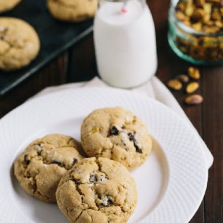 Salted Pistachio Dark Chocolate Chunk Cookies - Table for Two
