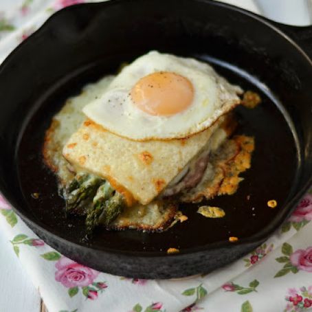 Croque-Madame with Roasted Asparagus