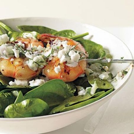 SHRIMP w/TZATZIKI, SPINACH & FETA