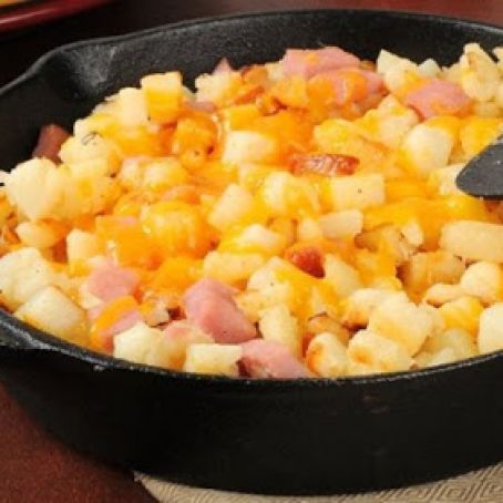 southern fried potatoes ham cheddar