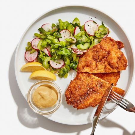 Chicken Schnitzel with Crunchy Salad