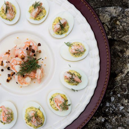 Deviled Eggs with Pickled Shrimp